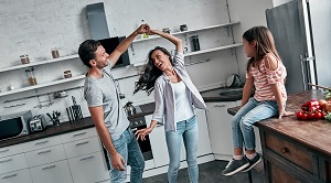 family in kitchen